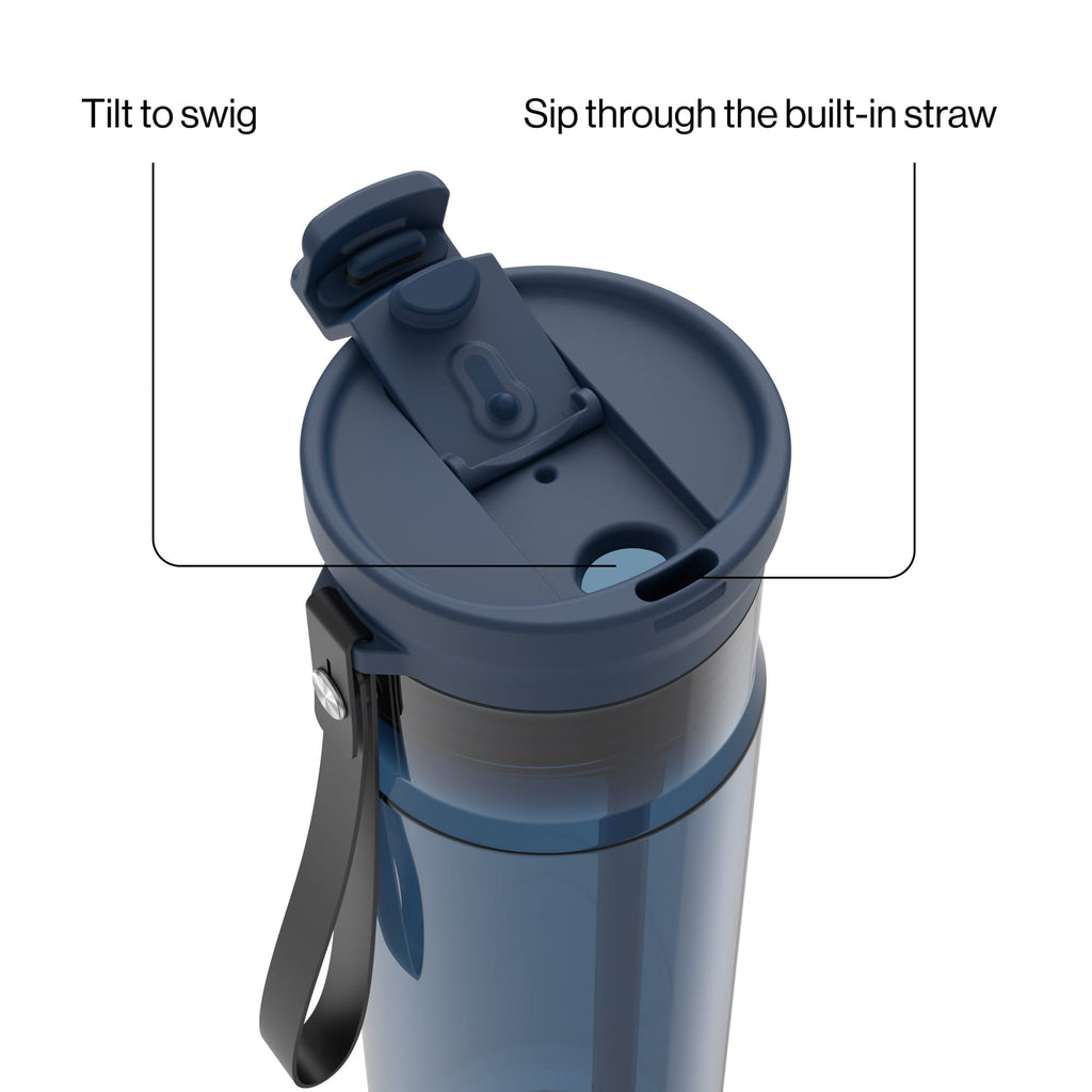 Contigo DualSip Leakproof Plastic Reusable Water Bottle with Carrying Strap, Cream/Clear, 28 oz C036D