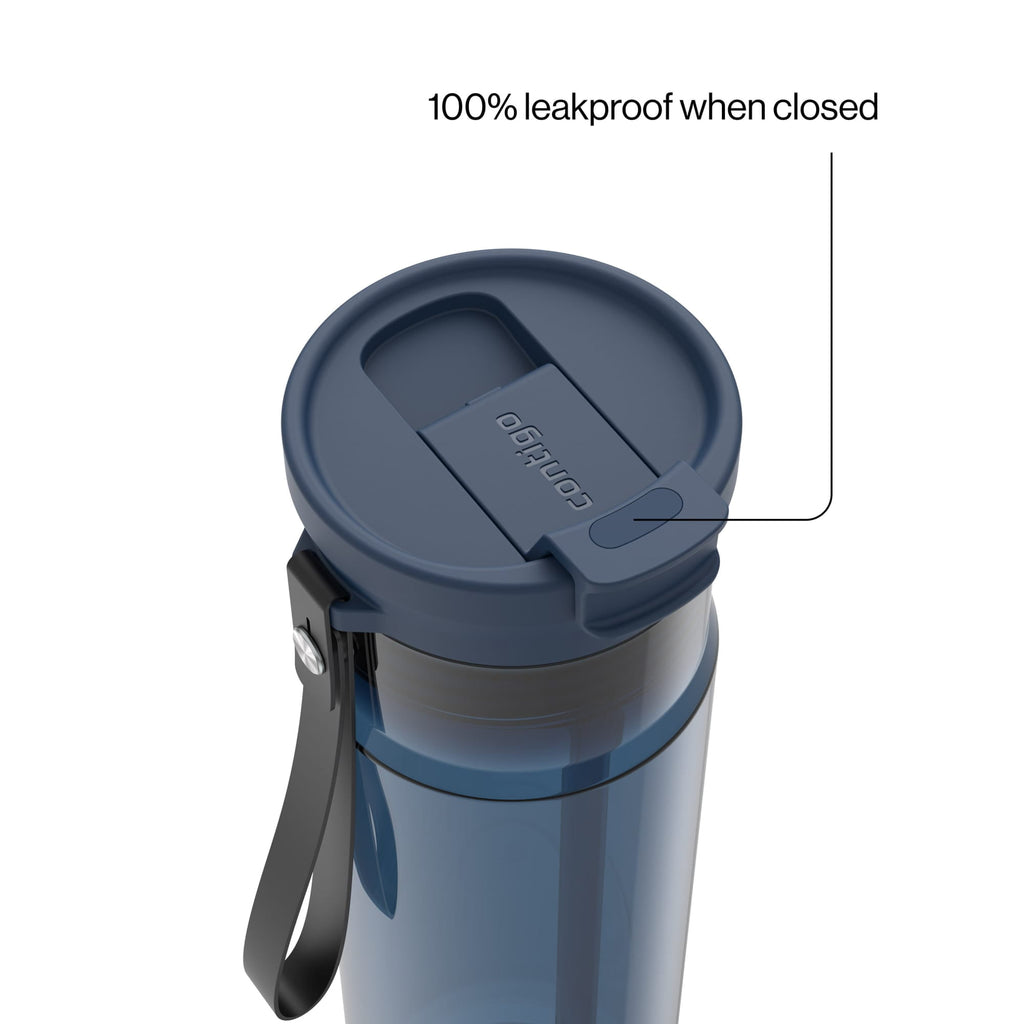 Contigo DualSip Leakproof Plastic Reusable Water Bottle with Carrying Strap, Cream/Clear, 28 oz C036D