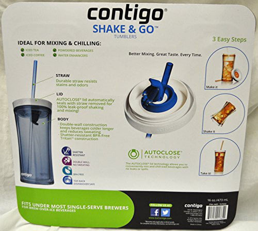 Contigo Shake &amp; Go Plastic Tumblers - Set of 3 (Lavender Orange &amp; Clear) C089C
