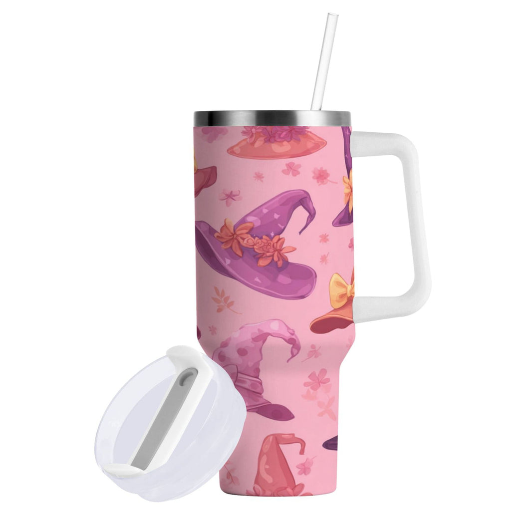 30 oz Insulated Stainless Steel Tumbler Double Wall Stainless Steel Tumbler with 2-Way Drinking Colorful Hat Pattern C543F