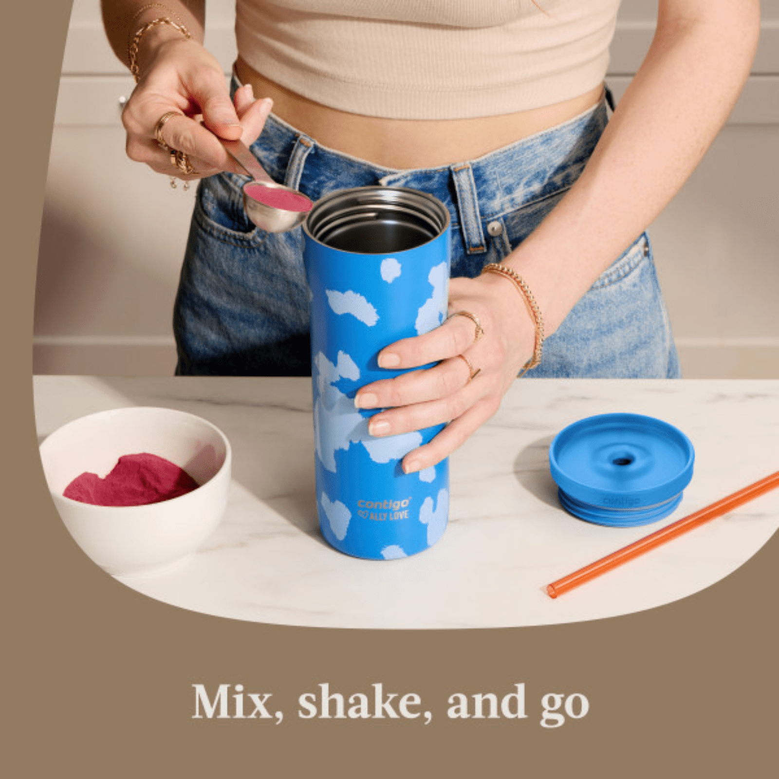 Contigo x Ally Love Streeterville 2.0 Stainless Steel Tumbler with Straw, 24 oz, Stellar Jay C112S