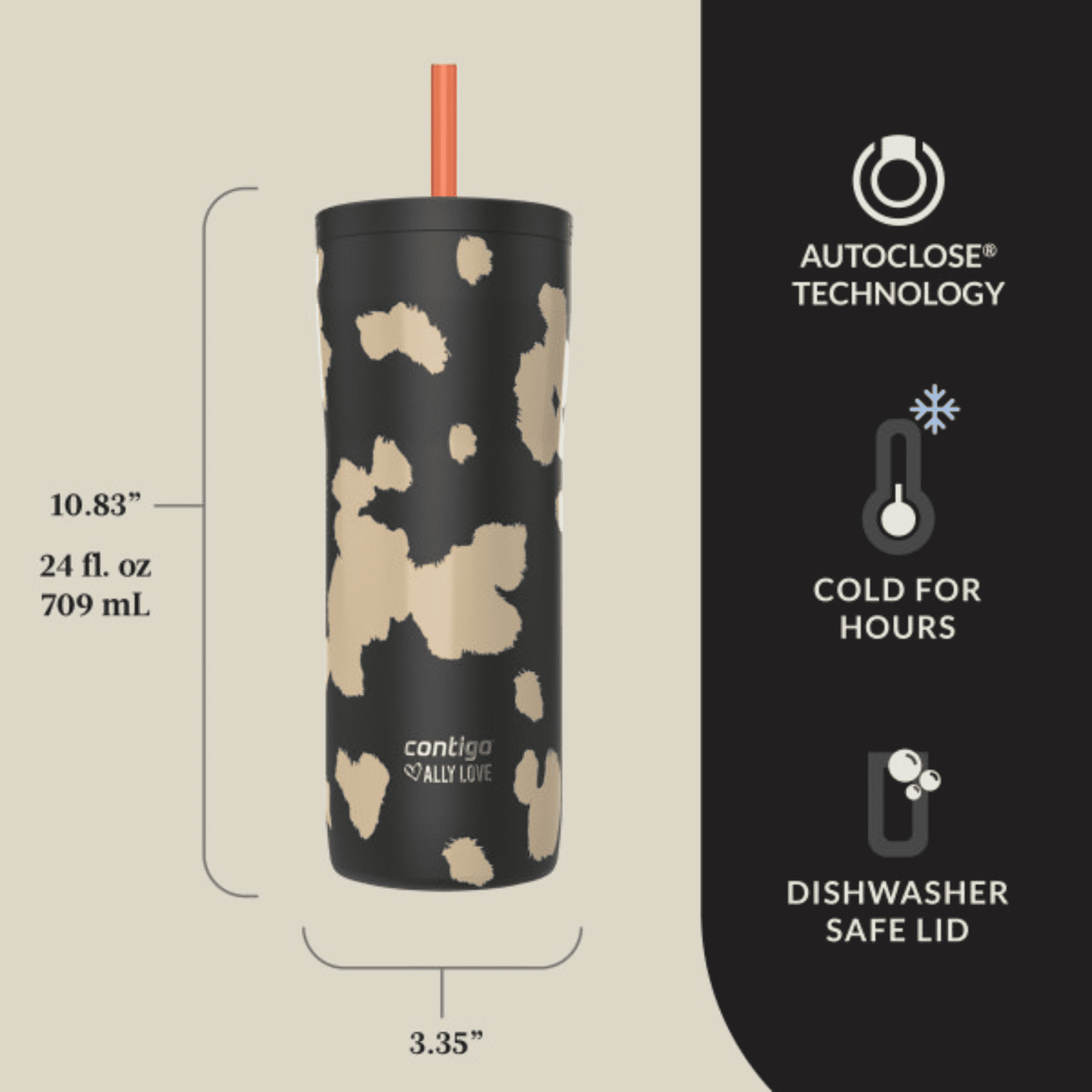 Contigo x Ally Love Streeterville 2.0 Stainless Steel Tumbler with Straw, 24 oz, Stellar Jay C112S