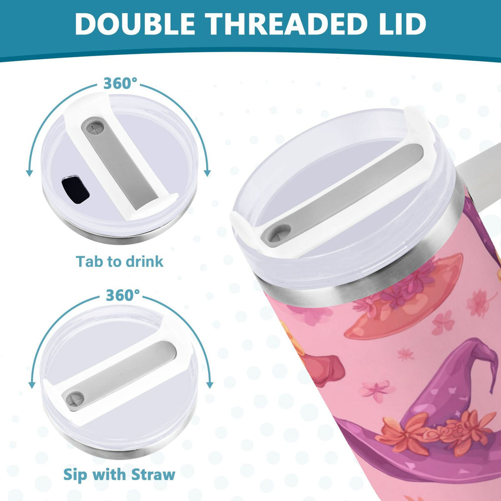 30 oz Insulated Stainless Steel Tumbler Double Wall Stainless Steel Tumbler with 2-Way Drinking Colorful Hat Pattern C543F