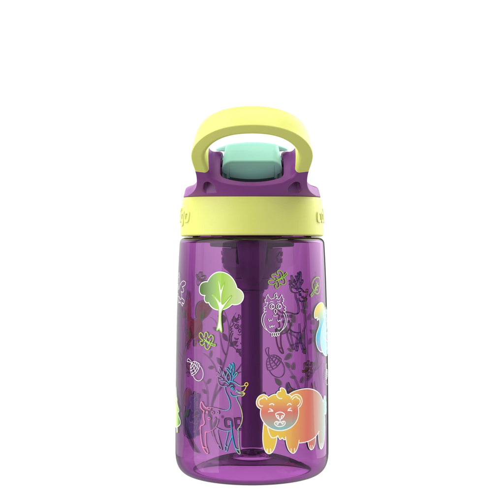 (4 pack) Contigo Kids Water Bottle with Redesigned AUTOSPOUT Straw, 14 oz, Grape Forest Haven C016N