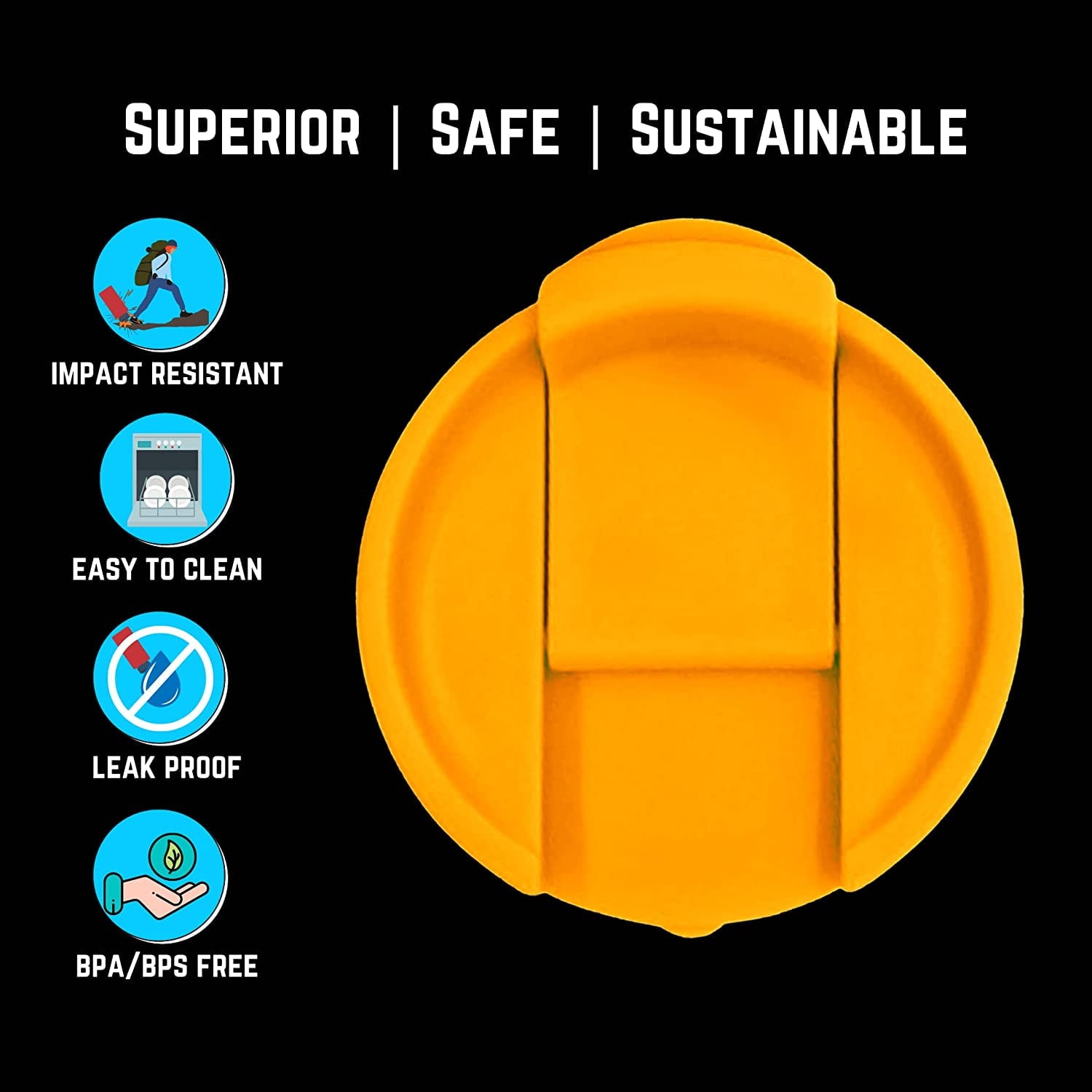 NuRich Hydro Wide Mouth Flip and Sip Replacement Coffee Lid or Cap Accessories Compatible with Hydroflask, Nalgene, and Many More Top Water Bottle Brands Sizes 12 16 18 20 32 40 64 Ounce C225P