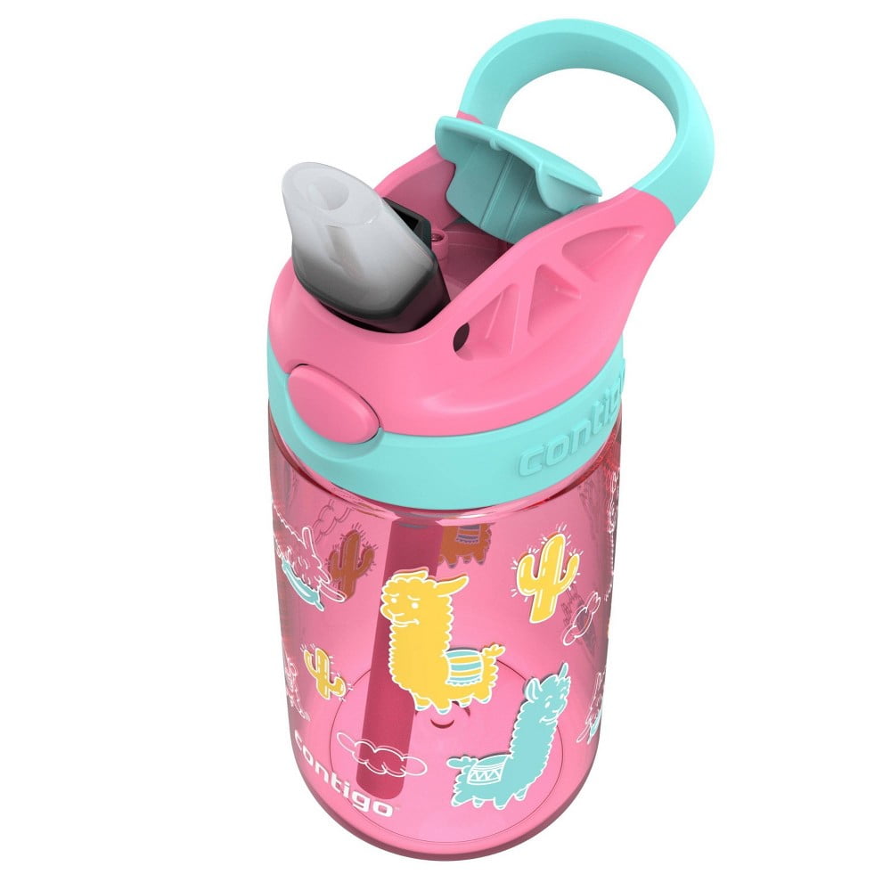 Contigo 14oz Kids' Water Bottle with Redesigned AutoSpout Straw Azalea Jade Vine with Llamas C026W