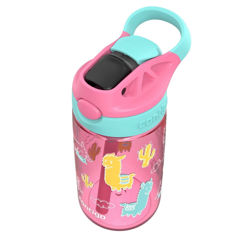 Contigo 14oz Kids' Water Bottle with Redesigned AutoSpout Straw Azalea Jade Vine with Llamas C026W