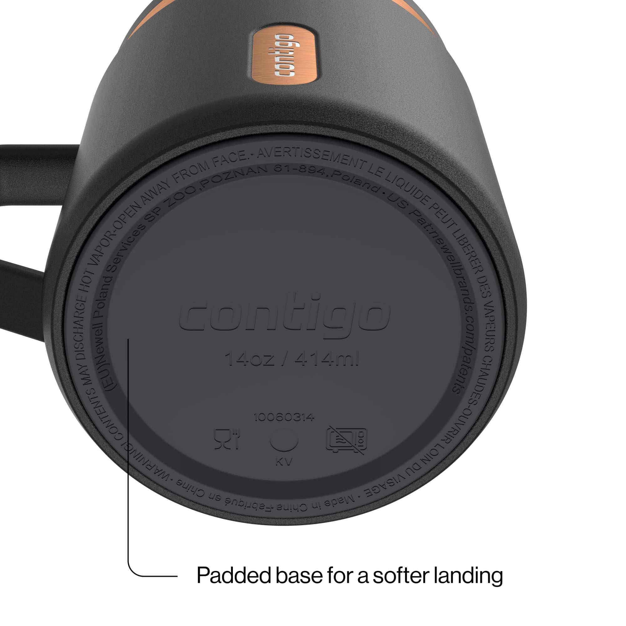 Contigo SnapSeal Leakproof Stainless Steel Reusable Travel Tumbler,Black/Bronze, 14 oz C027Q