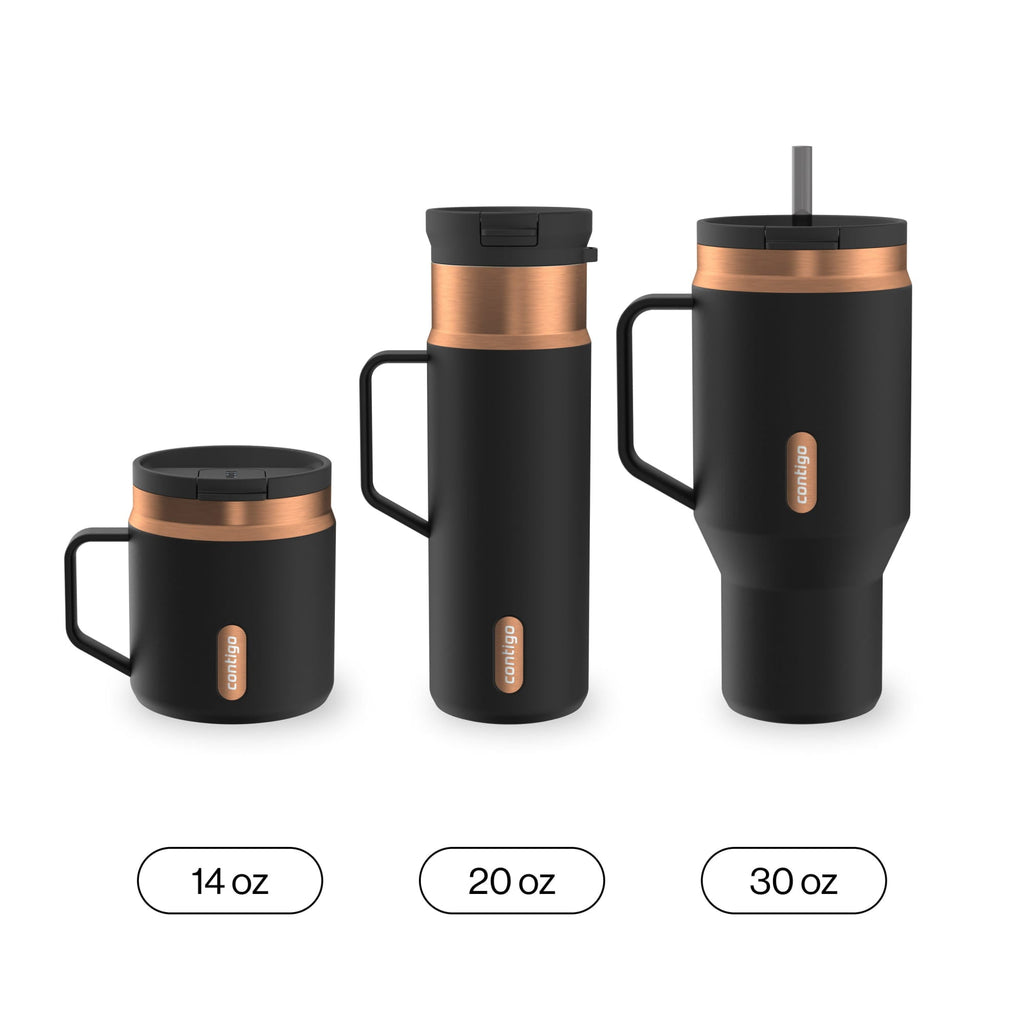 Contigo SnapSeal Leakproof Stainless Steel Reusable Travel Tumbler,Black/Bronze, 14 oz C027Q