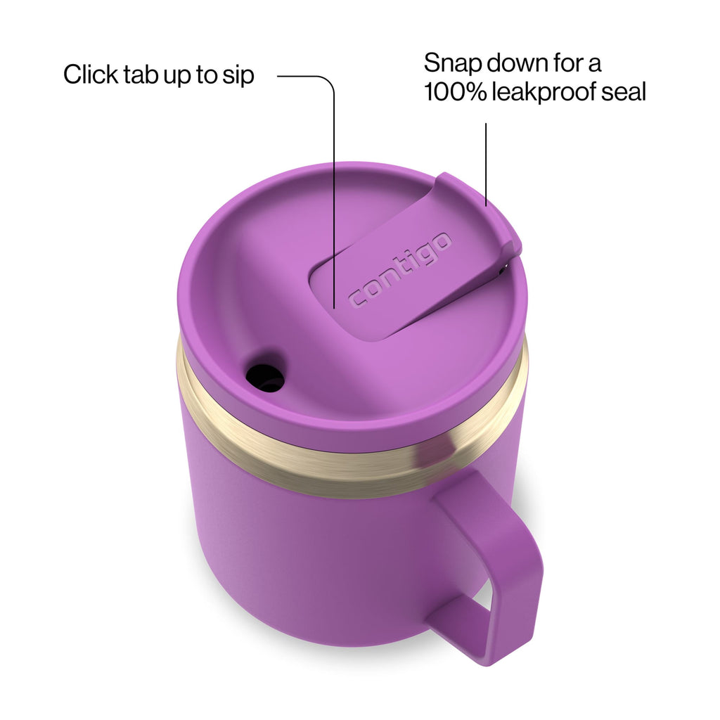 Contigo SnapSeal Leakproof Stainless Steel Reusable Travel Tumbler,Black/Bronze, 14 oz C027Q