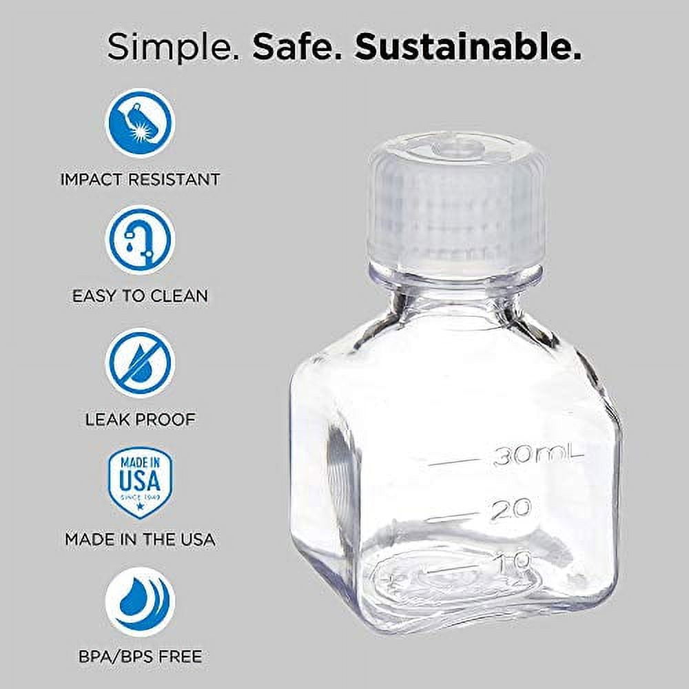 Nalgene Transparent Lexan Polycarbonate Square Storage Bottle - 8 oz. - Clear C184P