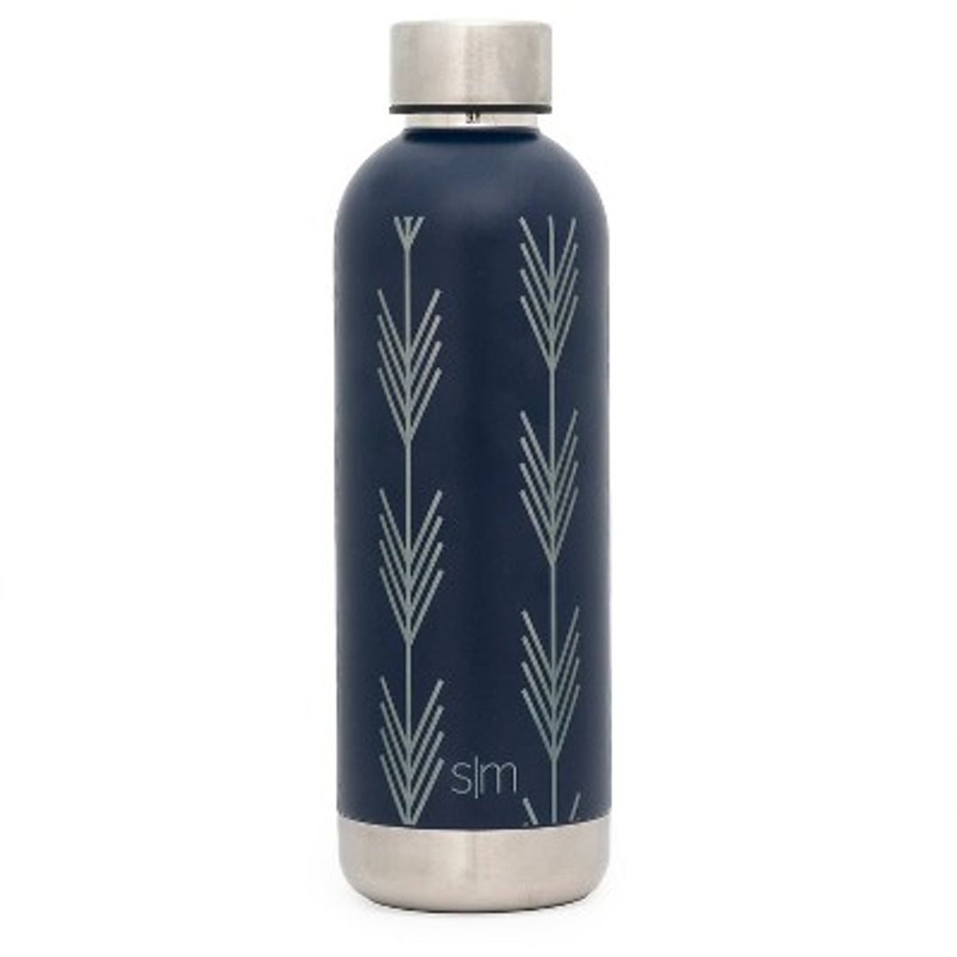 simple modern bolt arrows 17oz water bottle stainless steel deep ocean blue C419L