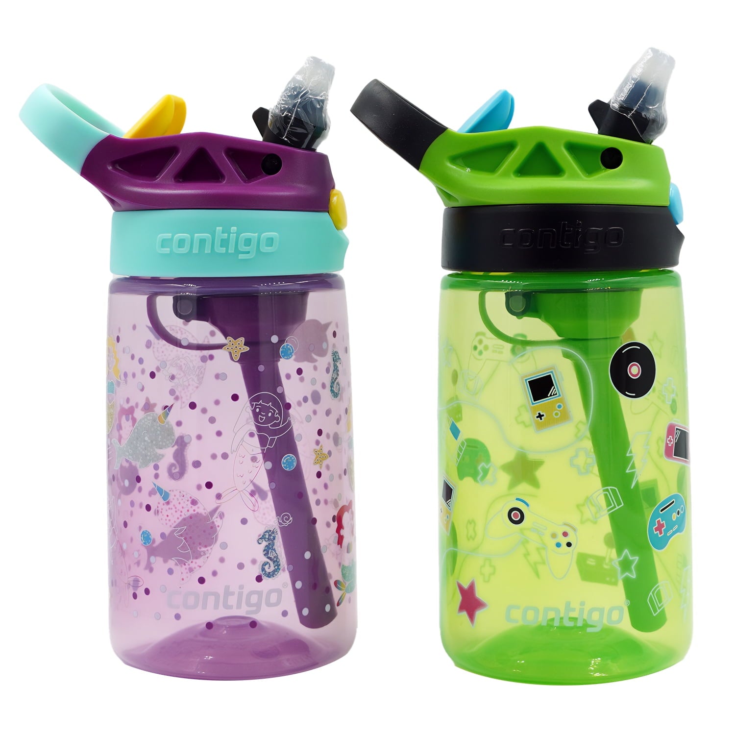 Contigo Kid's 14 oz. Aubrey Water Bottle 2-Pack - Bunnies/Frog C022S