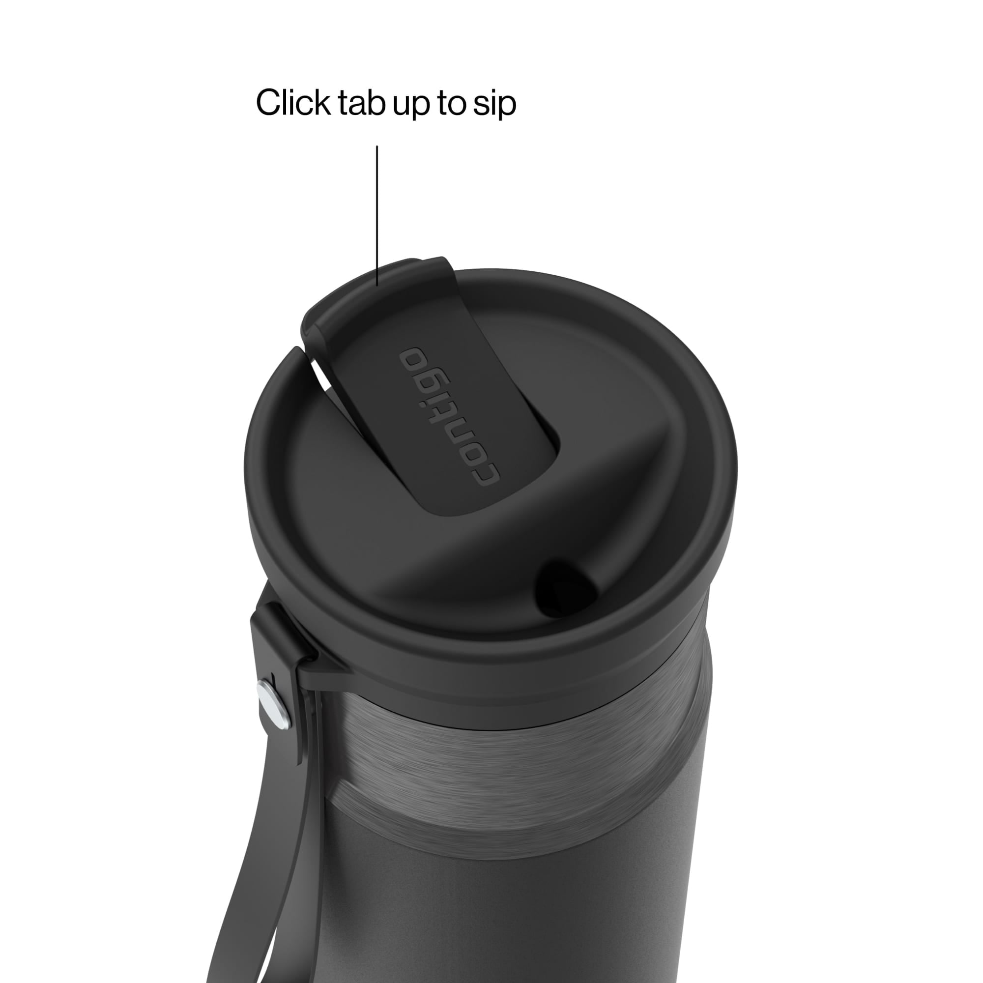 Contigo SnapSeal Leakproof Stainless Steel Reusable Water Bottle with Carrying Strap, Black/Bronze, 16 oz C065A