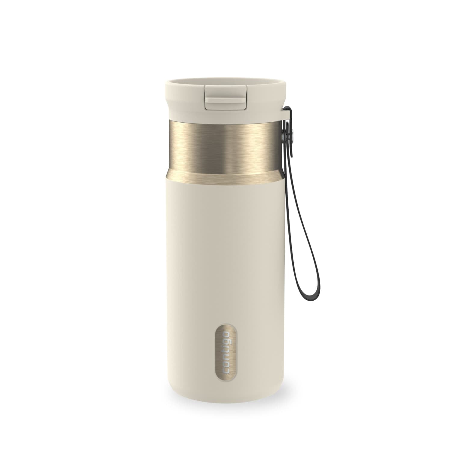 Contigo SnapSeal Leakproof Stainless Steel Reusable Water Bottle with Carrying Strap, Black/Bronze, 16 oz C065A