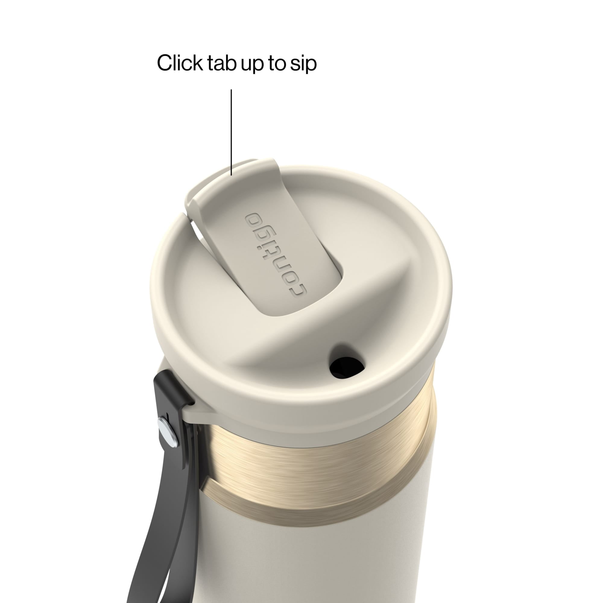 Contigo SnapSeal Leakproof Stainless Steel Reusable Water Bottle with Carrying Strap, Black/Bronze, 16 oz C065A