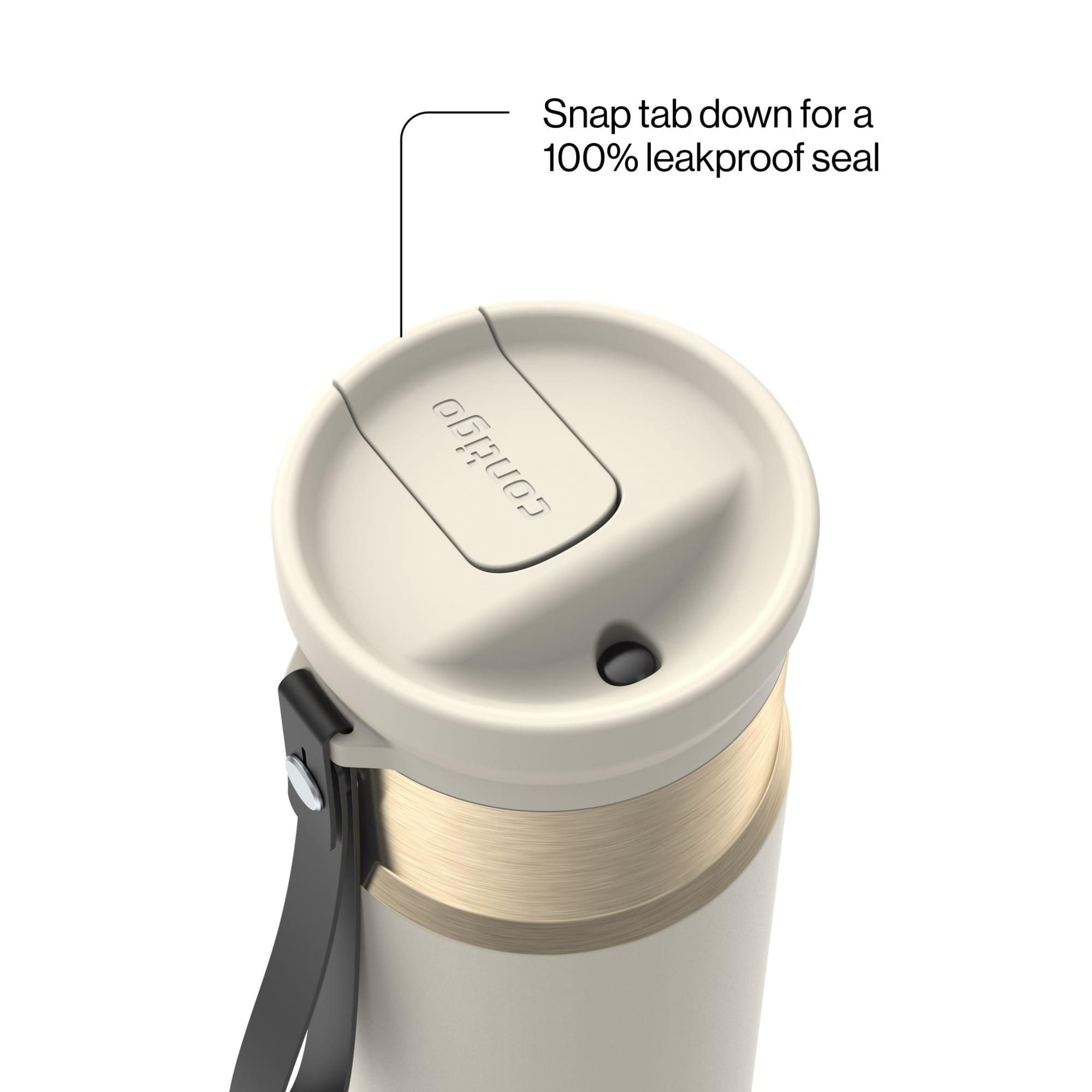 Contigo SnapSeal Leakproof Stainless Steel Reusable Water Bottle with Carrying Strap, Black/Bronze, 16 oz C065A