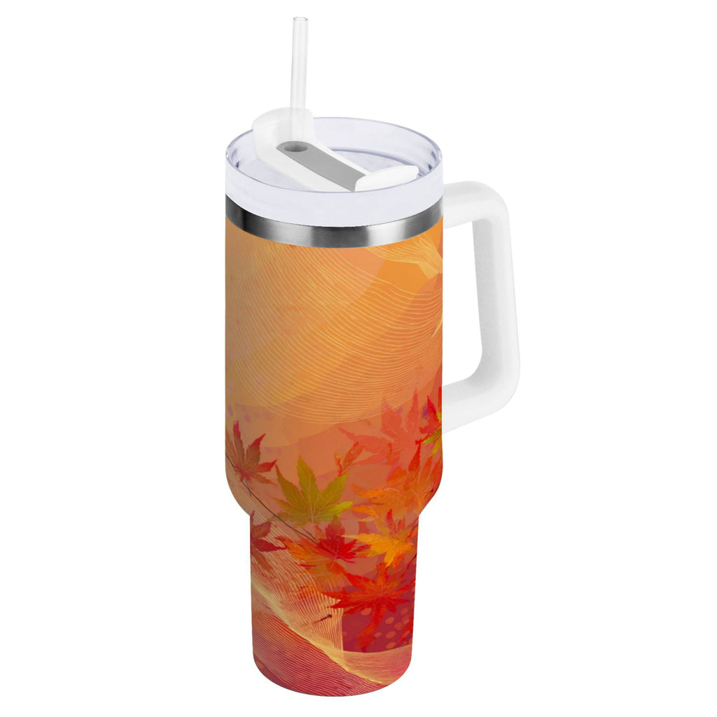 40 oz Insulated Stainless Steel Tumbler Double Wall Stainless Steel Tumbler with 2-Way Drinking Red Maple Leaves in Autumn C475K