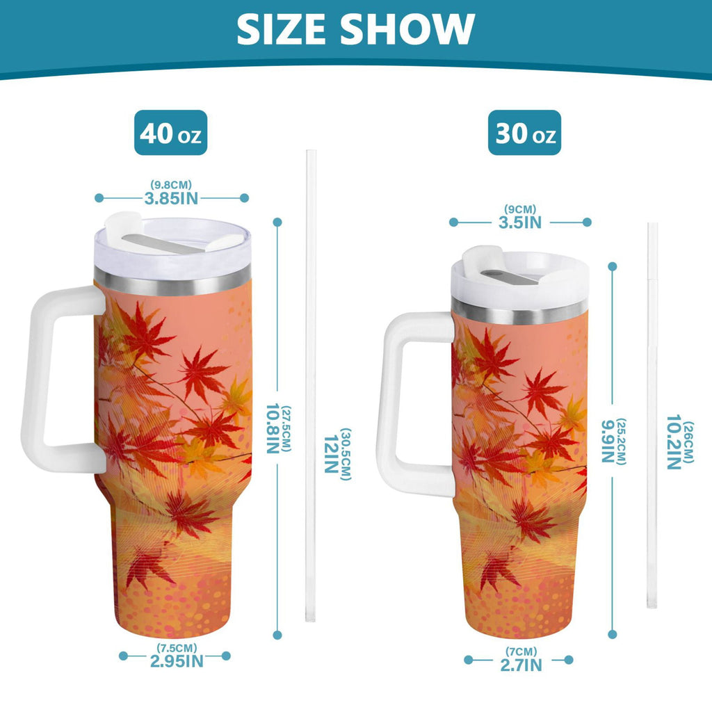 40 oz Insulated Stainless Steel Tumbler Double Wall Stainless Steel Tumbler with 2-Way Drinking Red Maple Leaves in Autumn C475K