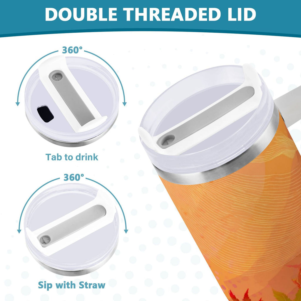40 oz Insulated Stainless Steel Tumbler Double Wall Stainless Steel Tumbler with 2-Way Drinking Red Maple Leaves in Autumn C475K