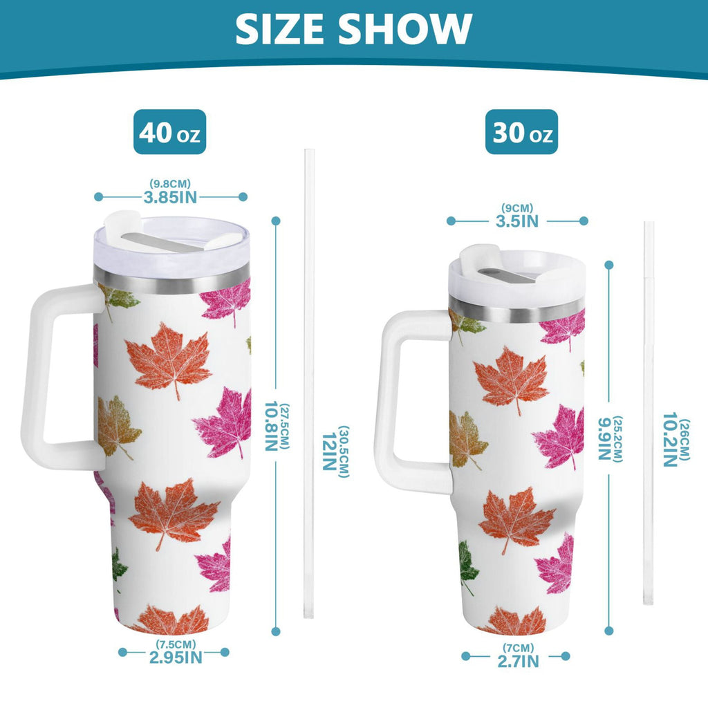 40 oz Insulated Stainless Steel Tumbler Double Wall Stainless Steel Tumbler with 2-Way Drinking Pink Maple Leaf C459J