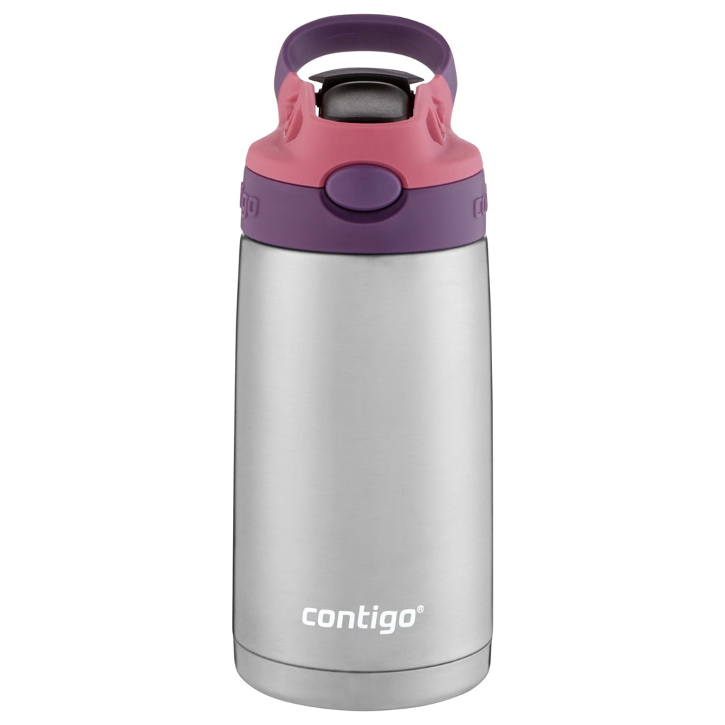 Contigo Kids Stainless Steel Water Bottle with Redesigned AUTOSPOUT Straw Lid Eggplant and Punch, 13 fl oz. C116K
