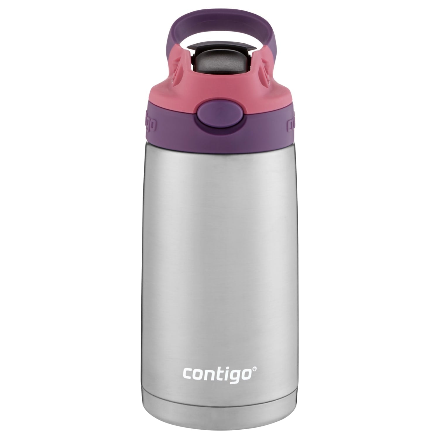 Contigo Kids Stainless Steel Water Bottle with Redesigned AUTOSPOUT Straw Lid Eggplant and Punch, 13 fl oz. C116K