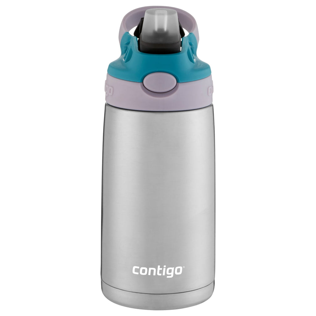 Contigo Kids Stainless Steel Water Bottle with Redesigned AUTOSPOUT Straw Lid Eggplant and Punch, 13 fl oz. C116K