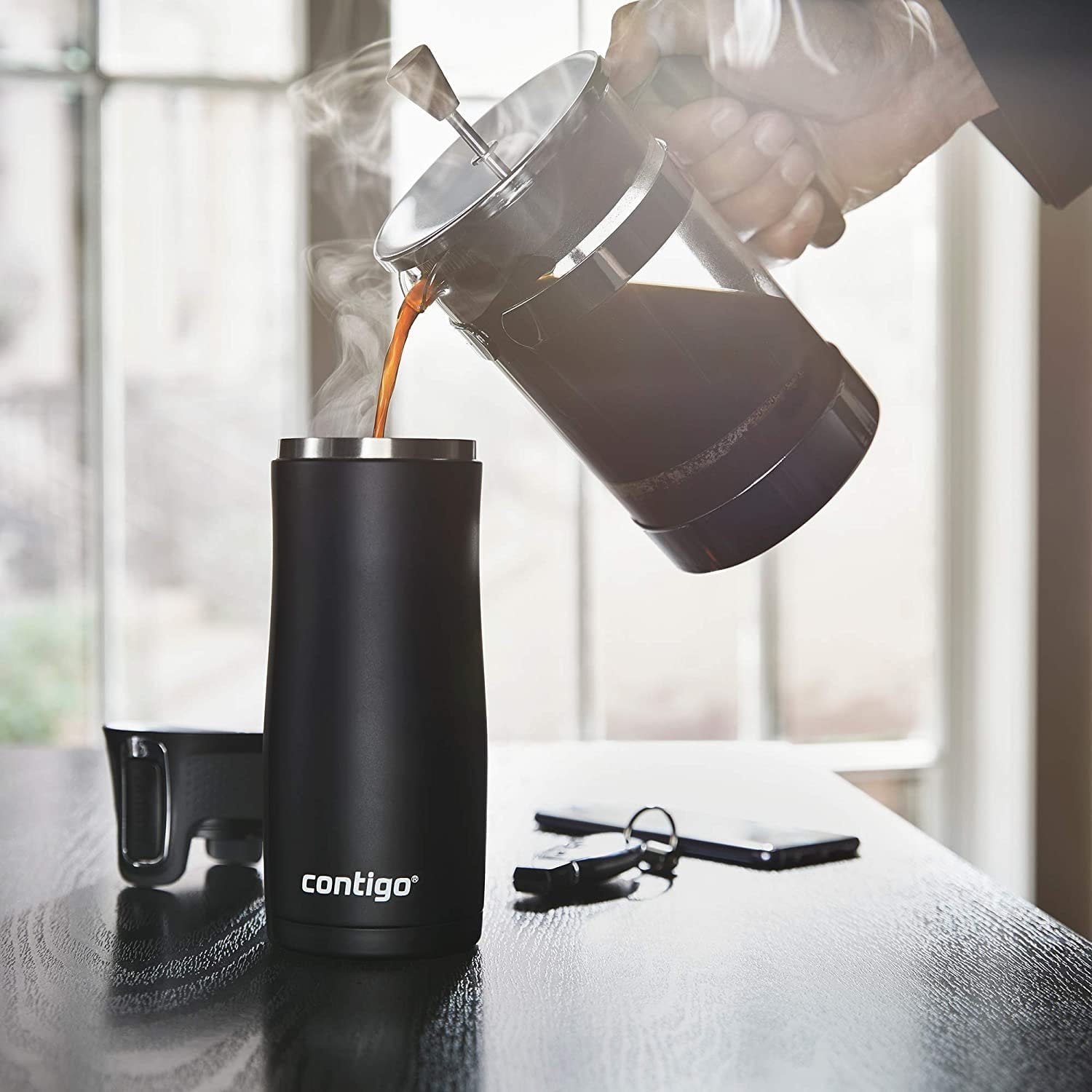 Contigo AUTOSEAL West Loop 2.0 Travel Mug, 16 oz., Stainless Steel with Black Button C098V