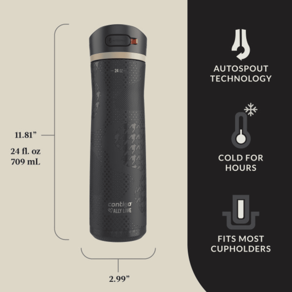 Contigo x Ally Love Ashland Chill 2.0 Stainless Steel Water Bottle with Autospout Lid, 24 oz, Oatmilk C092K