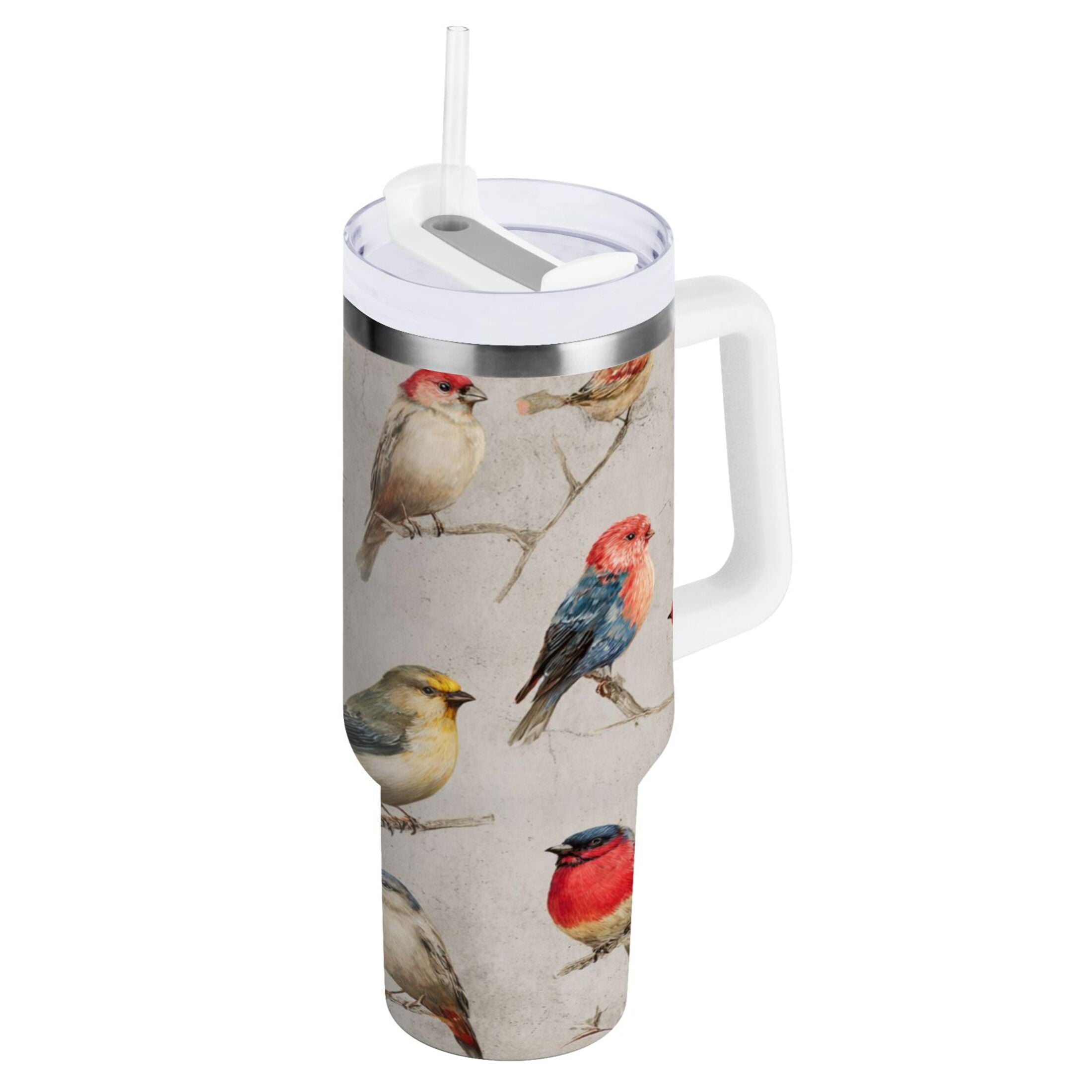 40 oz Insulated Stainless Steel Tumbler Double Wall Stainless Steel Tumbler with 2-Way Drinking Birds Pattern C612K