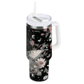 40 oz Insulated Stainless Steel Tumbler Double Wall Stainless Steel Tumbler with 2-Way Drinking Butterfly Surrounded by Flowers C640G