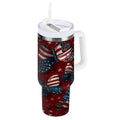 40 oz Insulated Stainless Steel Tumbler Double Wall Stainless Steel Tumbler with 2-Way Drinking Butterfly with National Flag C517Z