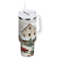 40 oz Insulated Stainless Steel Tumbler Double Wall Stainless Steel Tumbler with 2-Way Drinking Farm Snow Scene C645B