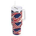 40 oz Insulated Stainless Steel Tumbler Double Wall Stainless Steel Tumbler with 2-Way Drinking Flags Abstract Design C607W