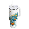40 oz Insulated Stainless Steel Tumbler Double Wall Stainless Steel Tumbler with 2-Way Drinking Intricately Butterfly C484T