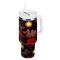 40 oz Insulated Stainless Steel Tumbler Double Wall Stainless Steel Tumbler with 2-Way Drinking Light Bulbs and Maple Leaves C534H