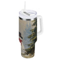 40 oz Insulated Stainless Steel Tumbler Double Wall Stainless Steel Tumbler with 2-Way Drinking Moody Snowman Couple C671S