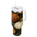 40 oz Insulated Stainless Steel Tumbler Double Wall Stainless Steel Tumbler with 2-Way Drinking Pumpkins and Sunflowers Pattern C560L