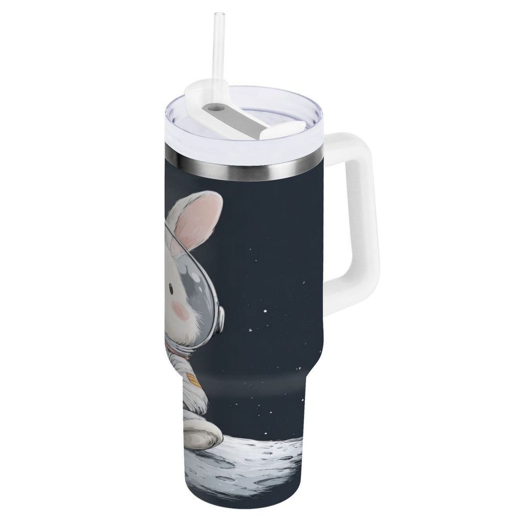 40 oz Insulated Stainless Steel Tumbler Double Wall Stainless Steel Tumbler with 2-Way Drinking Rabbit in A Space C673U