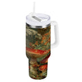 40 oz Insulated Stainless Steel Tumbler Double Wall Stainless Steel Tumbler with 2-Way Drinking Red Mushrooms C505X