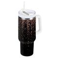 40 oz Insulated Stainless Steel Tumbler Double Wall Stainless Steel Tumbler with 2-Way Drinking Rose Gold Glitter C589P