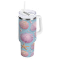 40 oz Insulated Stainless Steel Tumbler Double Wall Stainless Steel Tumbler with 2-Way Drinking Seashells and Pearls Pattern C569V