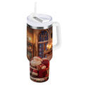 40 oz Insulated Stainless Steel Tumbler Double Wall Stainless Steel Tumbler with 2-Way Drinking Sitting Santa Claus C635M