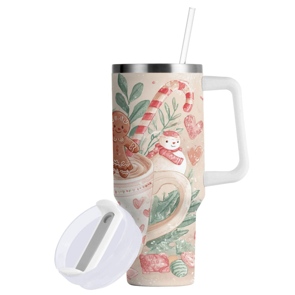 30 oz Insulated Stainless Steel Tumbler Double Wall Stainless Steel Tumbler with 2-Way Drinking Cute Christmas Design C600G