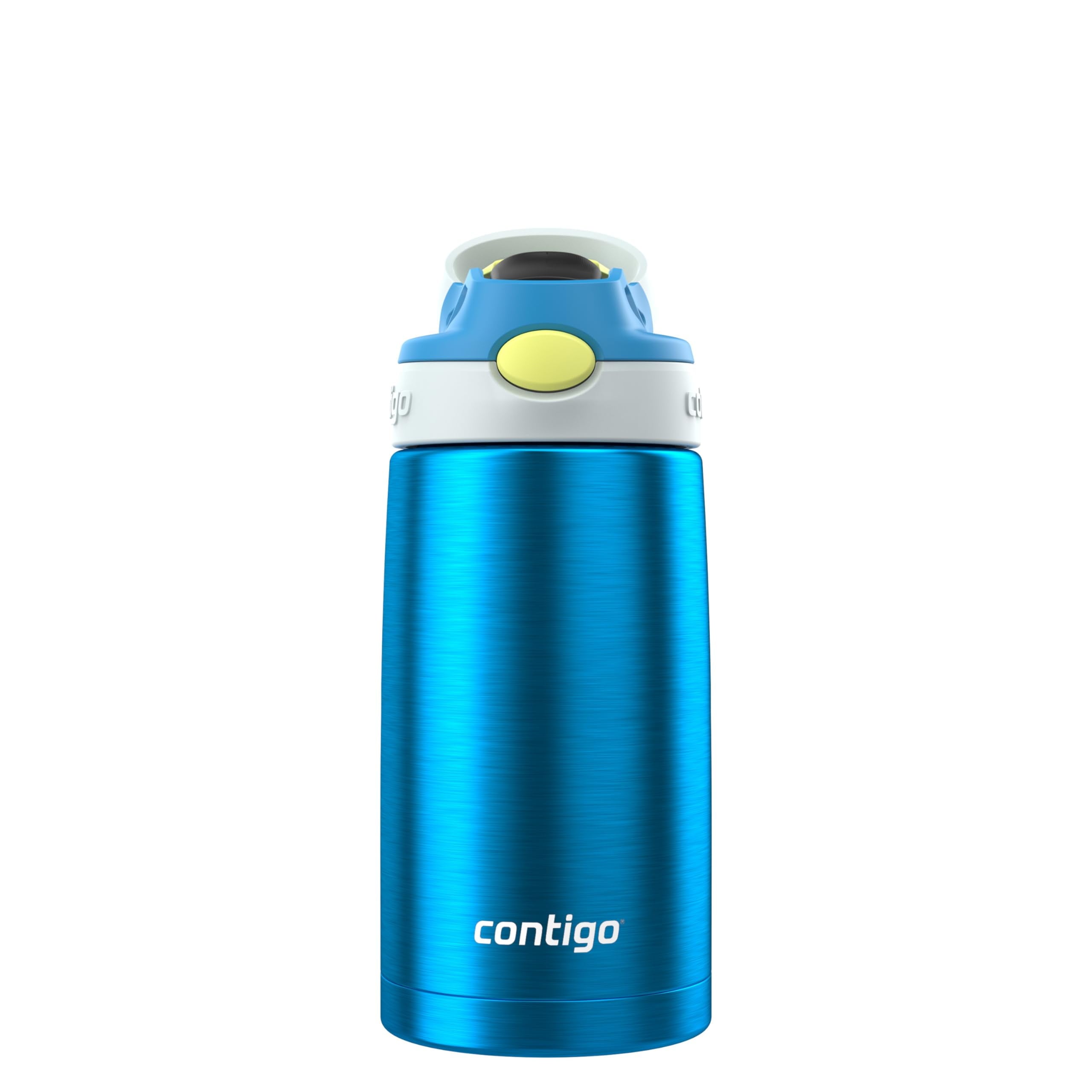 Kids Water Bottle with Straw 13 oz Autospout, Easy Clean Lid, Pop Up Spill Proof Valve, Durable BPA Free Plastic, for School Sports Travel, Blue C060V