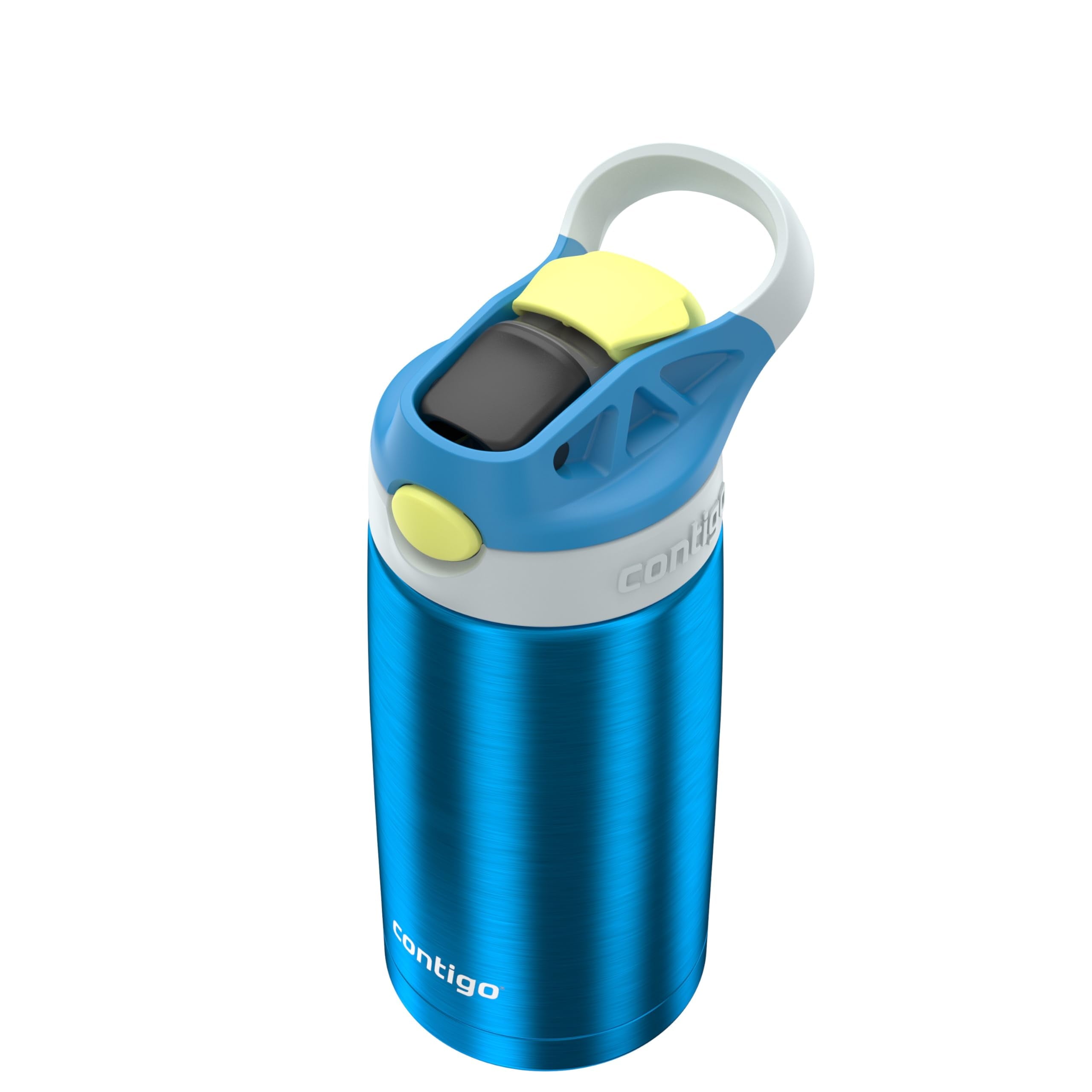 Kids Water Bottle with Straw 13 oz Autospout, Easy Clean Lid, Pop Up Spill Proof Valve, Durable BPA Free Plastic, for School Sports Travel, Blue C060V