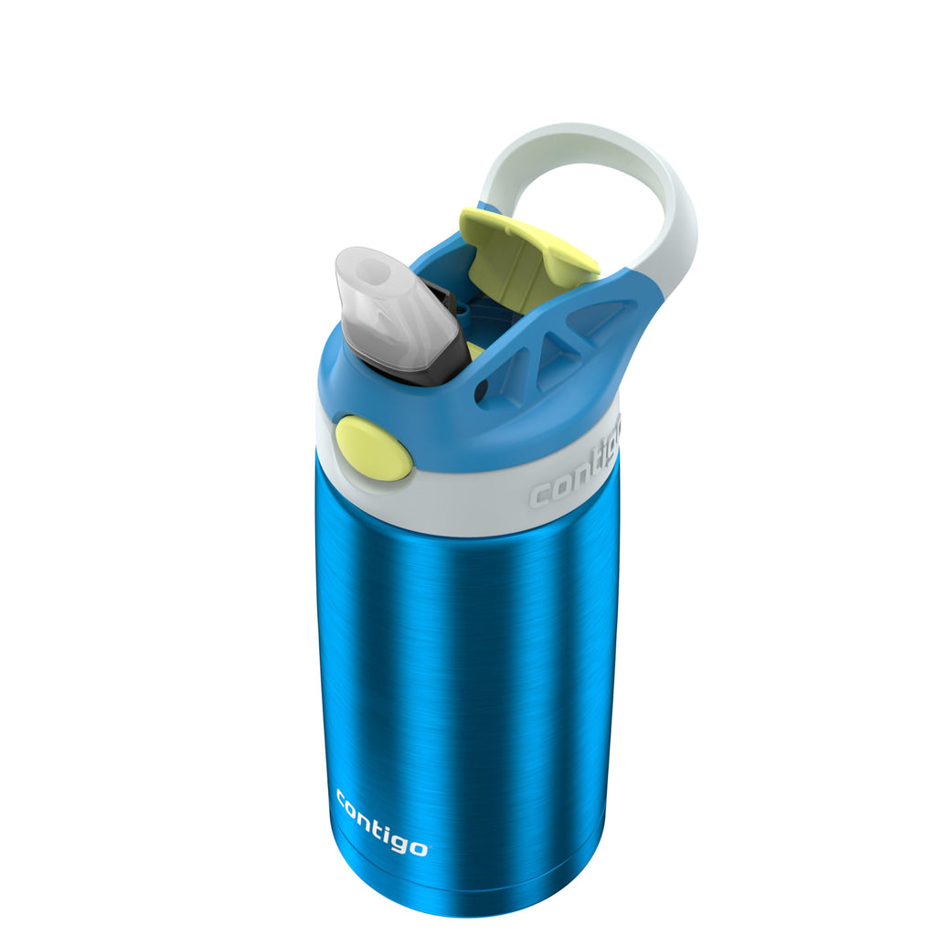 Kids Water Bottle with Straw 13 oz Autospout, Easy Clean Lid, Pop Up Spill Proof Valve, Durable BPA Free Plastic, for School Sports Travel, Blue C060V