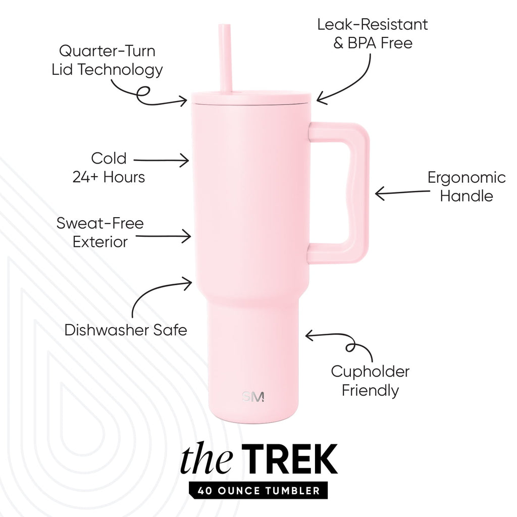 Simple Modern 40 fl oz Insulated Stainless Steel Trek Tumbler with Straw Lid | Blush C392Z