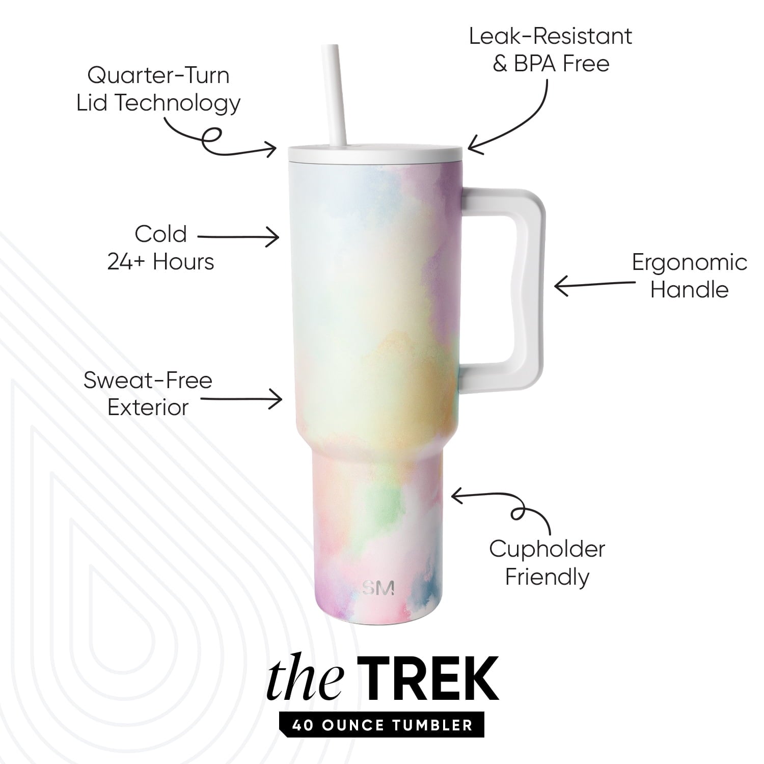 Simple Modern 40 fl oz Insulated Stainless Steel Trek Tumbler with Straw Lid | Blush C392Z